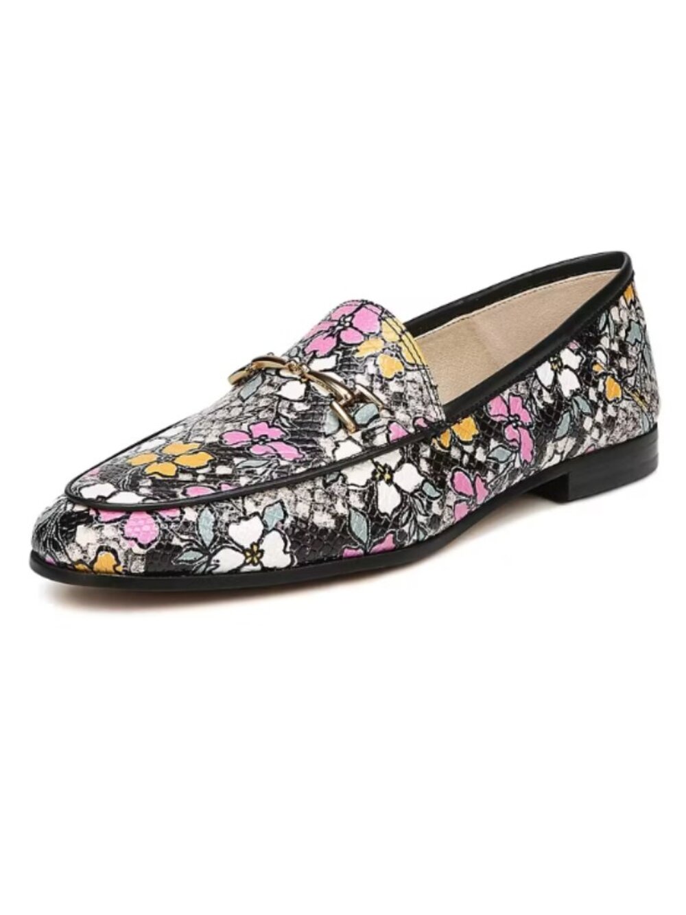 FSJ Multicolor Floral Print Round Toe Horsebit Flats Women's Loafers